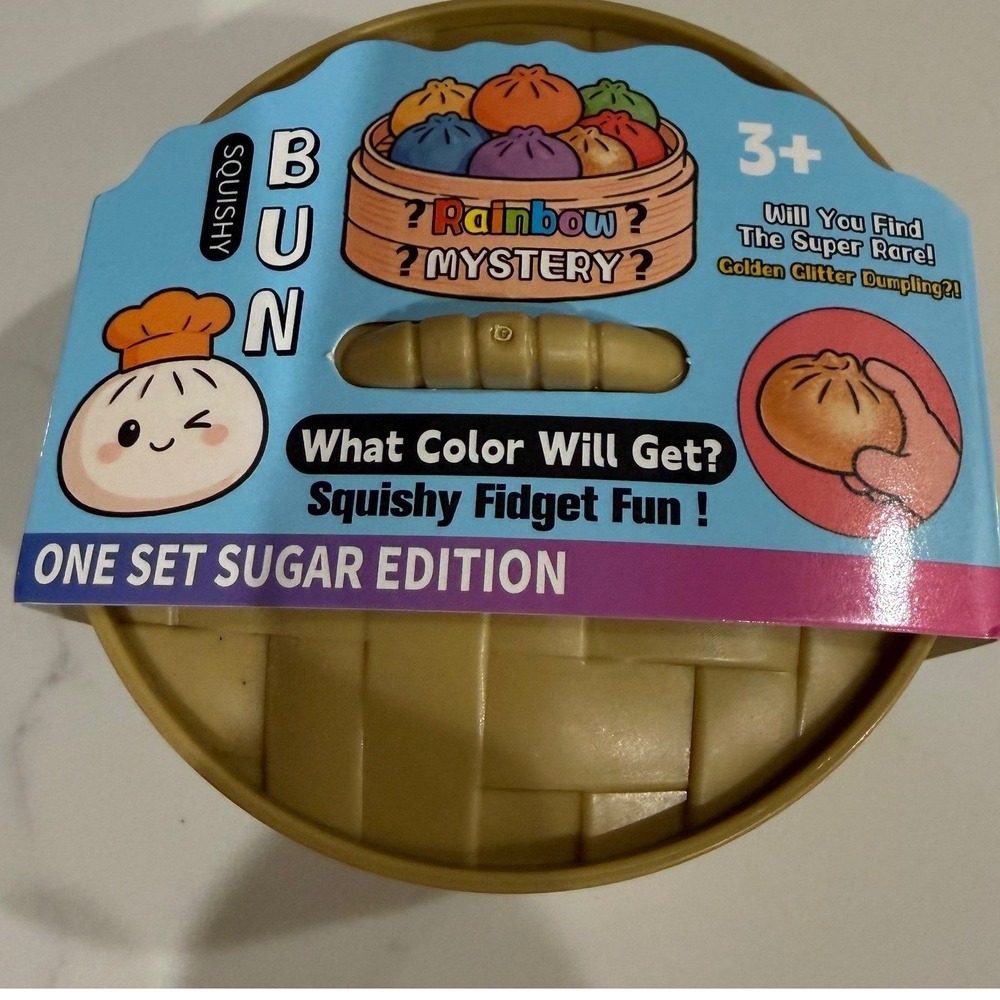 NIB Squishy Bun Rainbow Mystery Dumpling UV Colors Fidget Sugar Sunlight Reveal